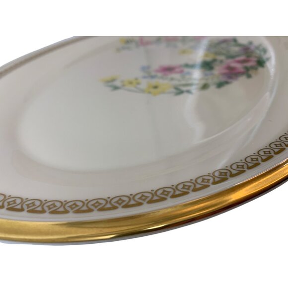 VTG 80s Lenox Flower Song Oval Platter 16" X 12" M Size Gold Rim Floral  L10091 - Picture 3 of 5
